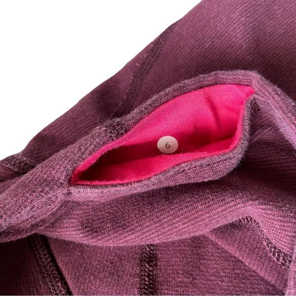 LULULEMON Mini Stripe Legging Maroon Size 6 - Picture 7 of 7